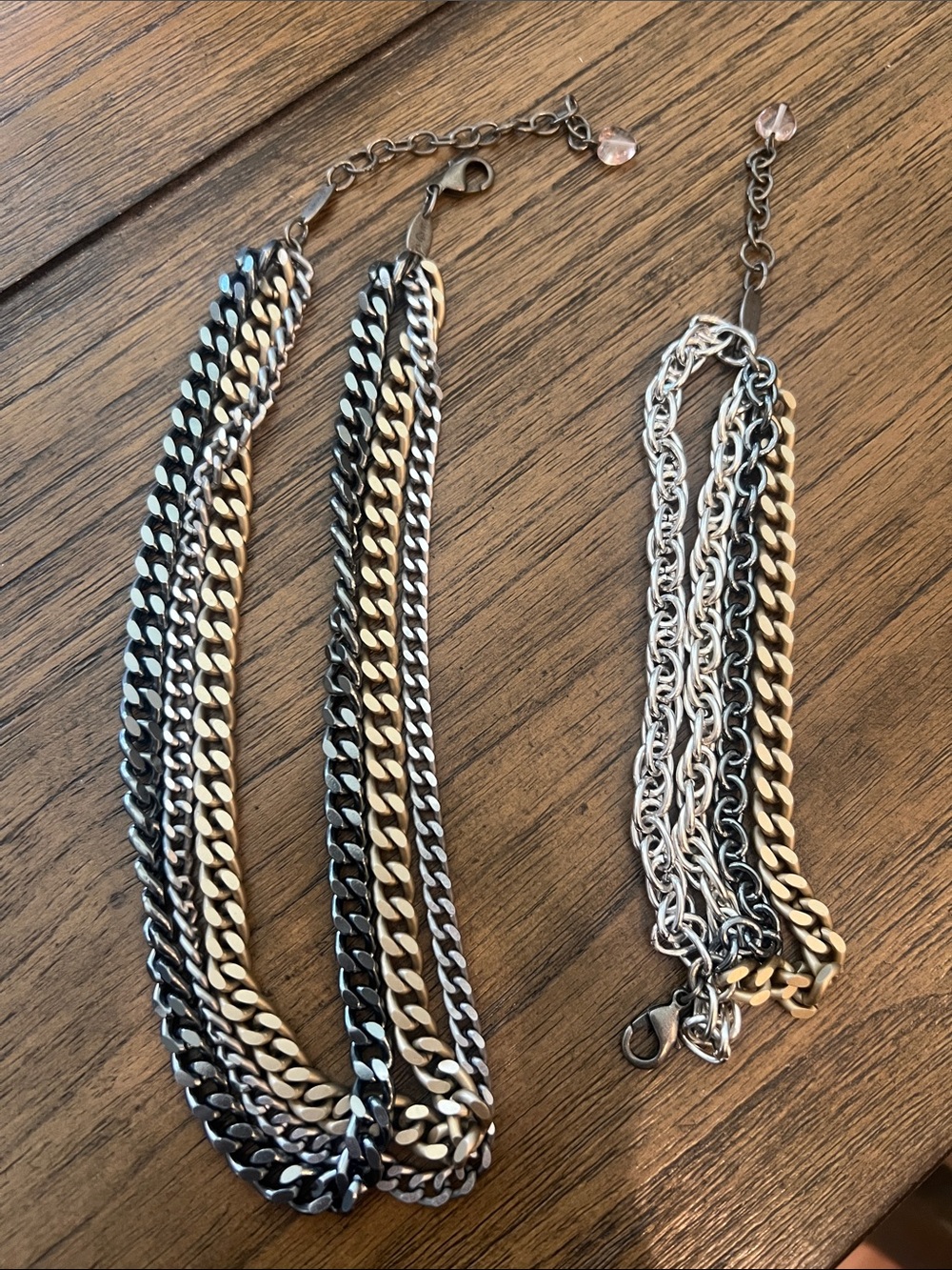 Authentic Sabika winter 2014 mixed metal multi-row necklace & bracelet set